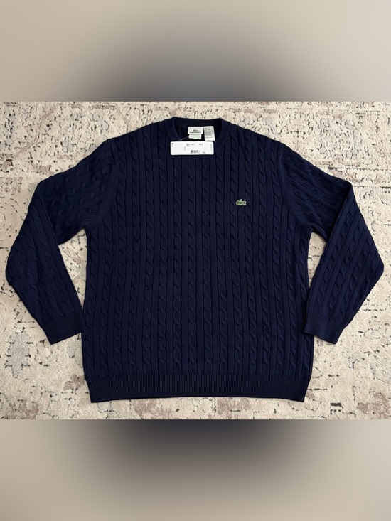 Lacoste Other - $145 Lacoste Classic Cable Knit Navy Cotton Sweater Men’s Size: XL
